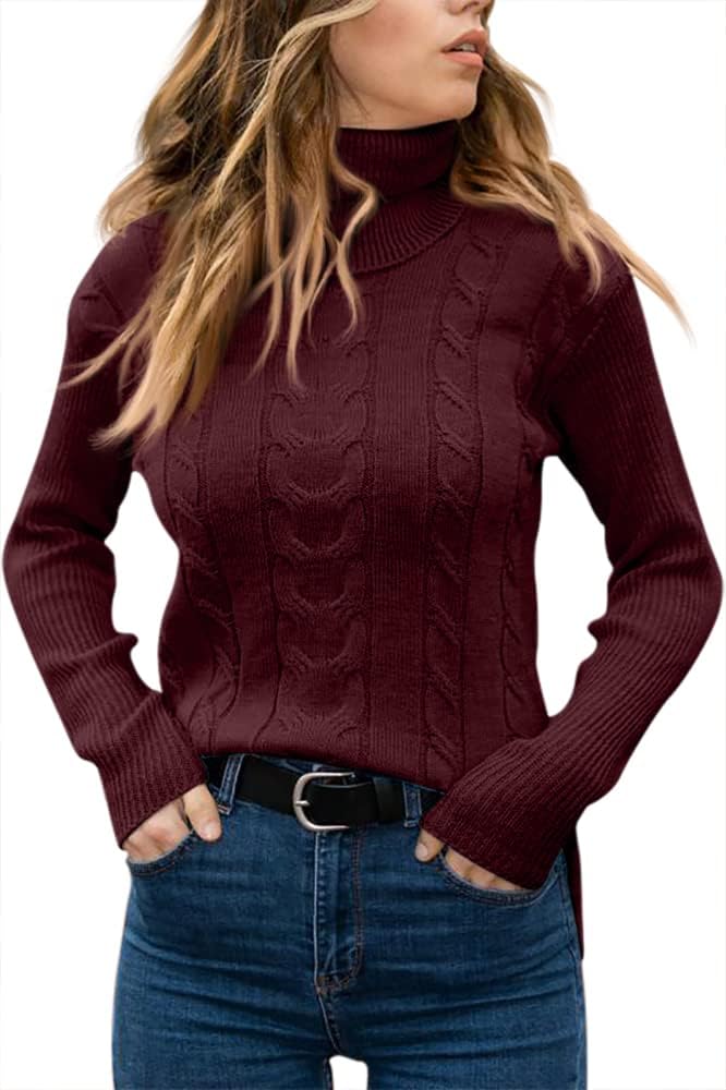 Marlene | Pull en maille à col roulé pour femme avec motif torsadé