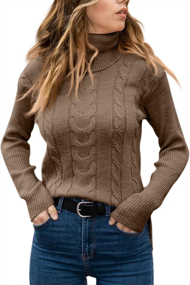 Marlene | Pull en maille à col roulé pour femme avec motif torsadé