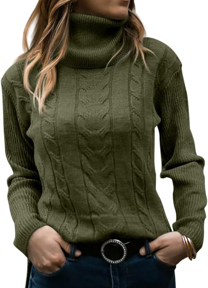 Marlene | Pull en maille à col roulé pour femme avec motif torsadé