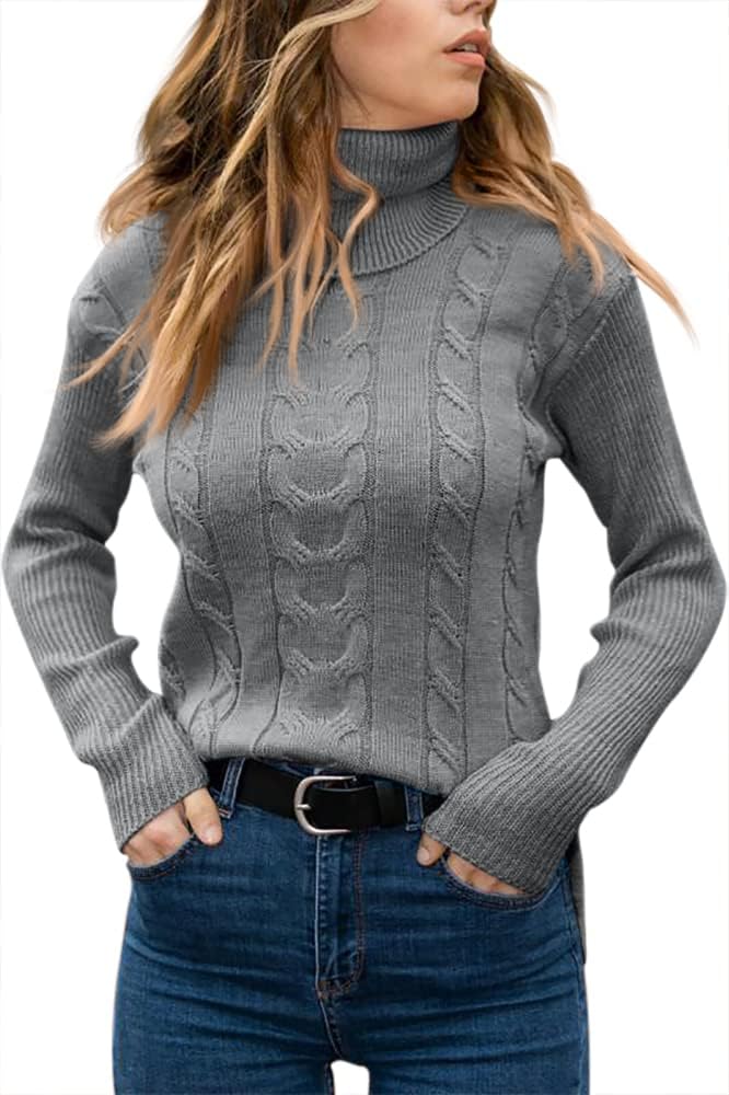 Marlene | Pull en maille à col roulé pour femme avec motif torsadé