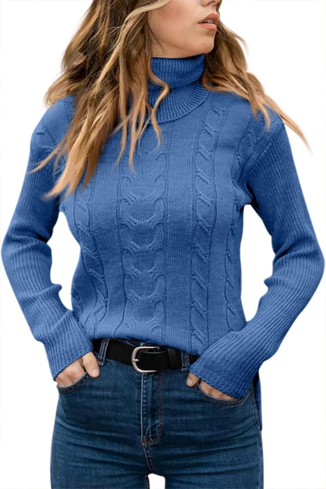 Marlene | Pull en maille à col roulé pour femme avec motif torsadé