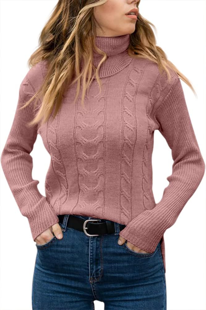Marlene | Pull en maille à col roulé pour femme avec motif torsadé
