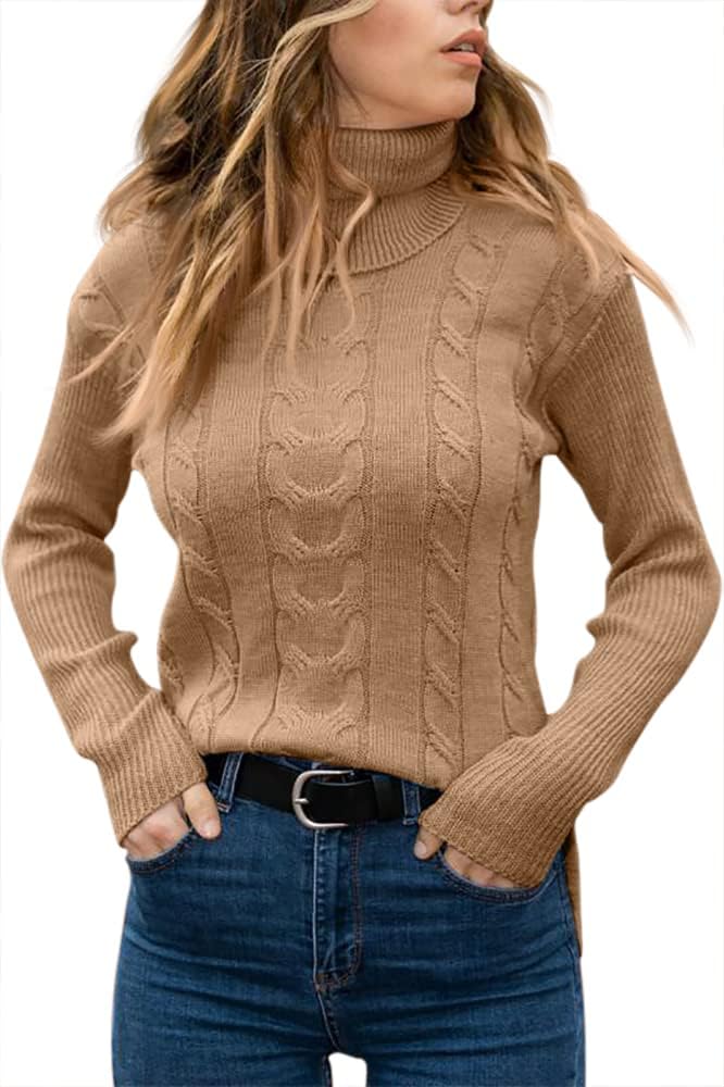 Marlene | Pull en maille à col roulé pour femme avec motif torsadé