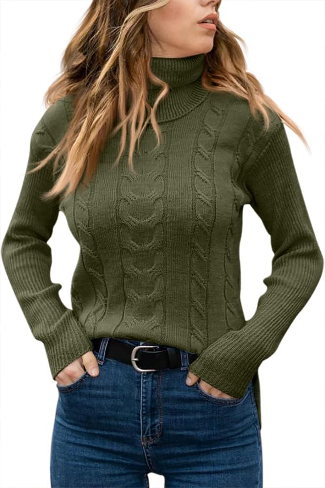 Marlene | Pull en maille à col roulé pour femme avec motif torsadé