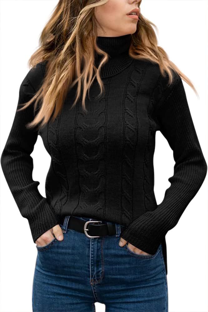 Marlene | Pull en maille à col roulé pour femme avec motif torsadé