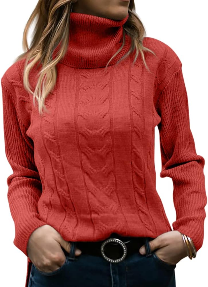 Marlene | Pull en maille à col roulé pour femme avec motif torsadé