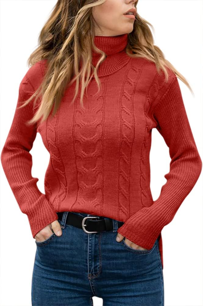 Marlene | Pull en maille à col roulé pour femme avec motif torsadé