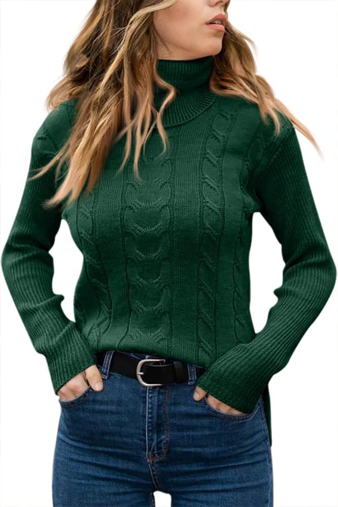 Marlene | Pull en maille à col roulé pour femme avec motif torsadé