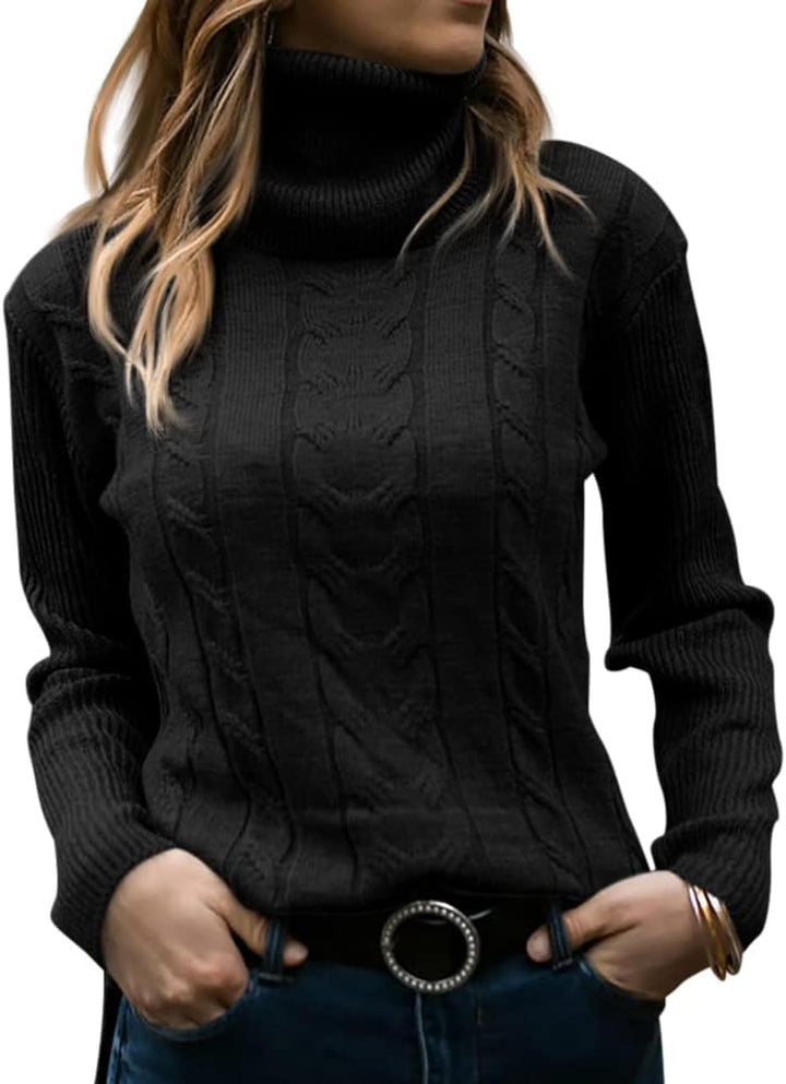Marlene | Pull en maille à col roulé pour femme avec motif torsadé