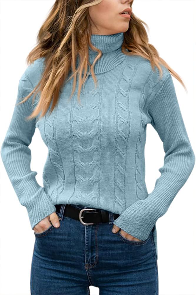 Marlene | Pull en maille à col roulé pour femme avec motif torsadé