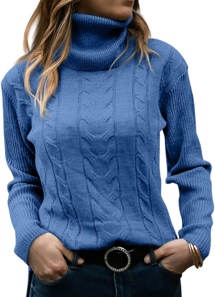 Marlene | Pull en maille à col roulé pour femme avec motif torsadé