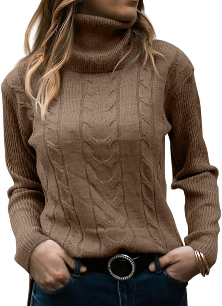 Marlene | Pull en maille à col roulé pour femme avec motif torsadé