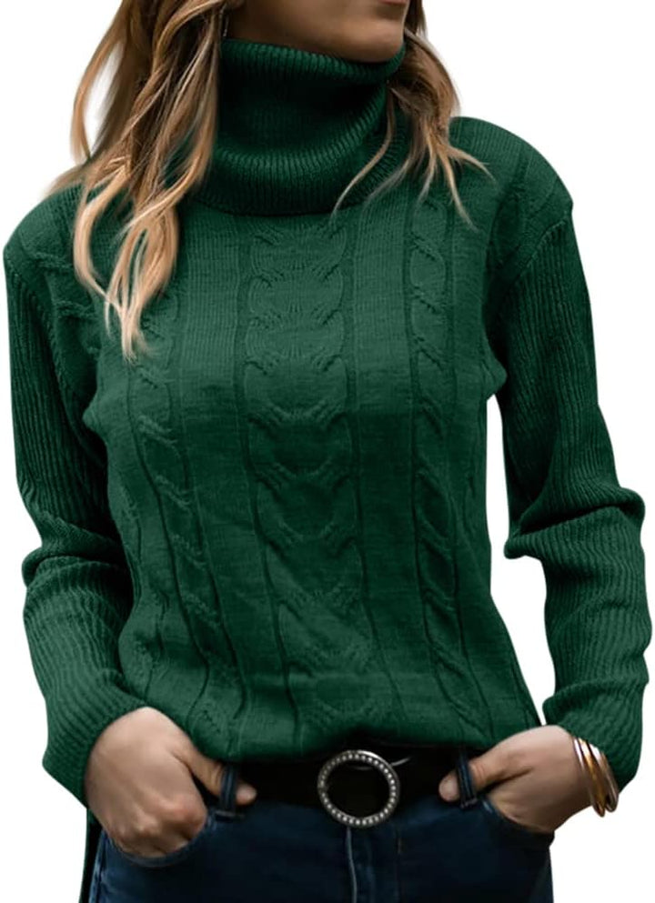 Marlene | Pull en maille à col roulé pour femme avec motif torsadé