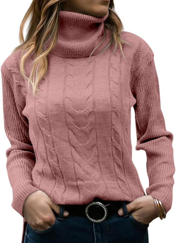 Marlene | Pull en maille à col roulé pour femme avec motif torsadé