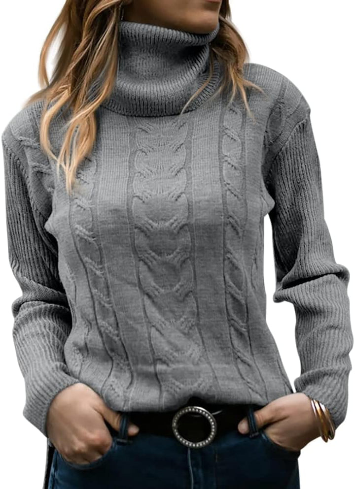 Marlene | Pull en maille à col roulé pour femme avec motif torsadé