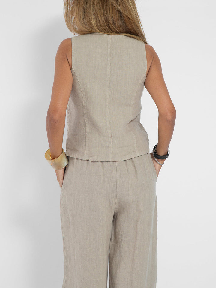Melina | Damen Leinen Weste Zweiteiler