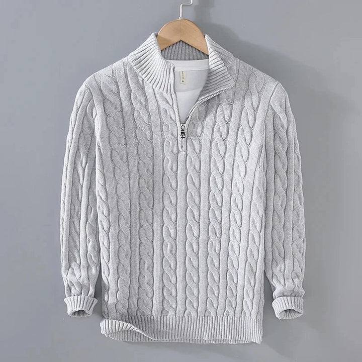 Nils | Herren Zopfstrick Half-Zip Strickpullover