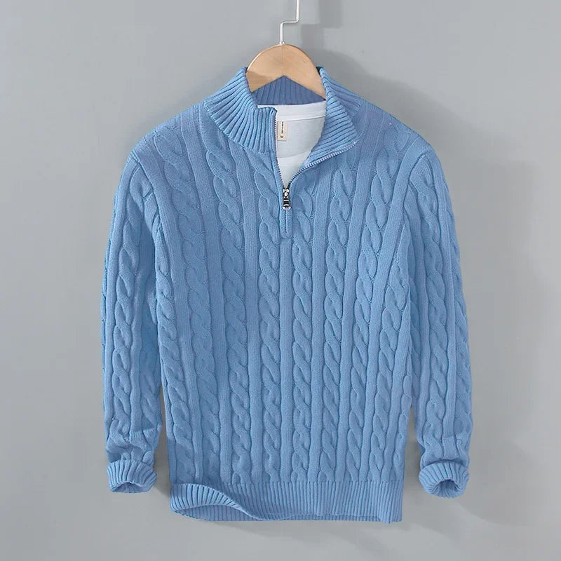 Nils | Herren Zopfstrick Half-Zip Strickpullover