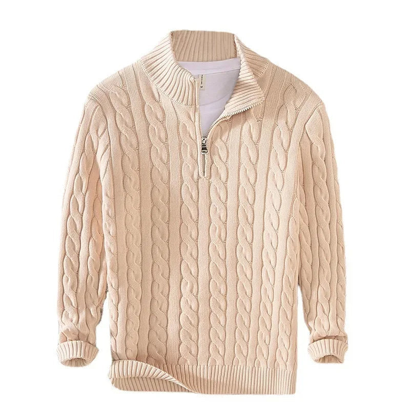 Nils | Herren Zopfstrick Half-Zip Strickpullover