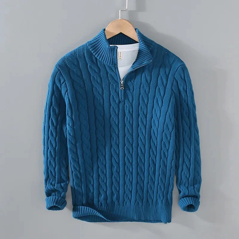 Nils | Herren Zopfstrick Half-Zip Strickpullover
