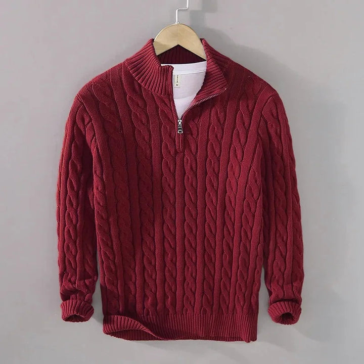 Nils | Herren Zopfstrick Half-Zip Strickpullover