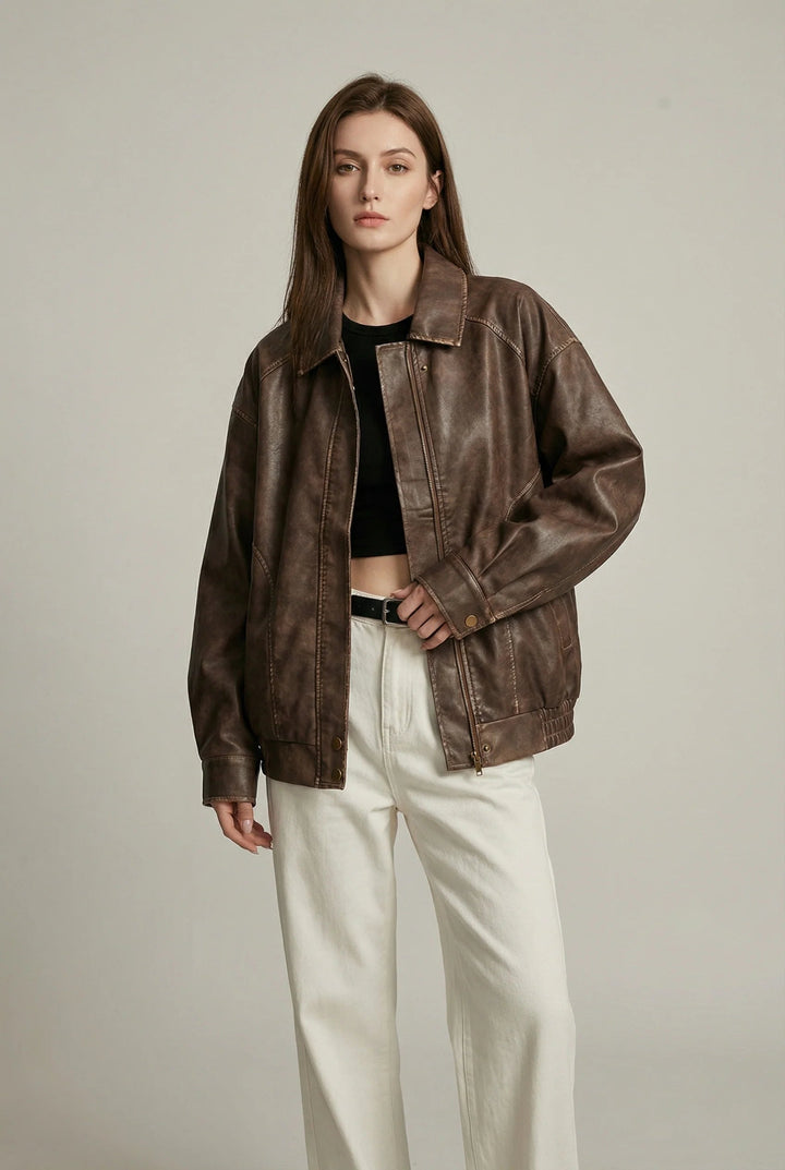 Nora | Women's oversized leather jacket