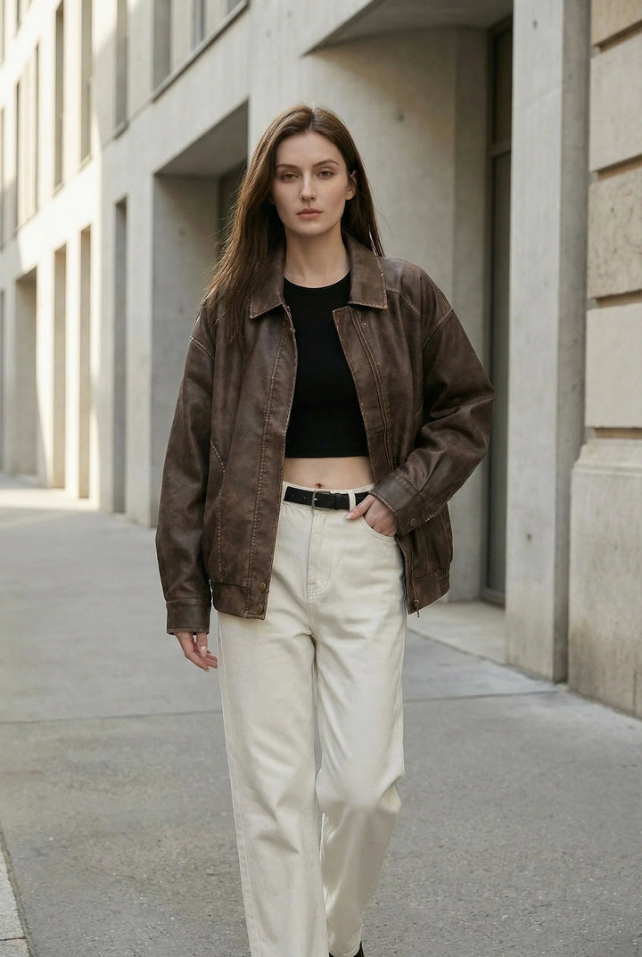 Nora | Women's oversized leather jacket