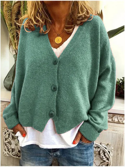 Nora | Damen Strickjacke mit V-Ausschnitt