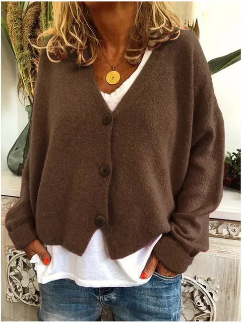 Nora | Damen Strickjacke mit V-Ausschnitt
