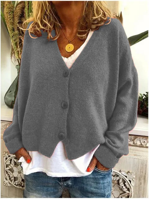 Nora | Damen Strickjacke mit V-Ausschnitt