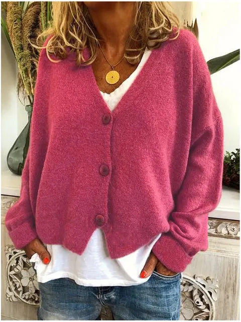 Nora | Damen Strickjacke mit V-Ausschnitt