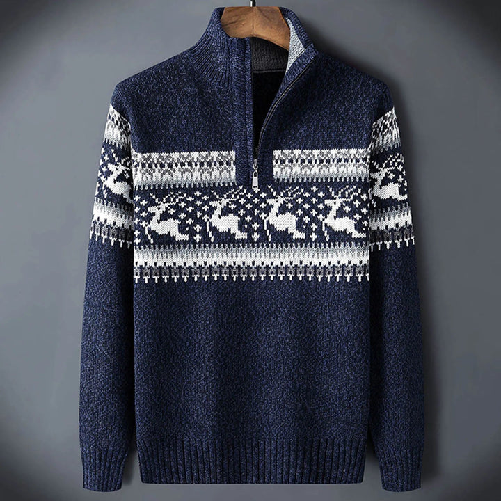 Patrick | Herren Norwegermuster Half-Zip Strickpullover