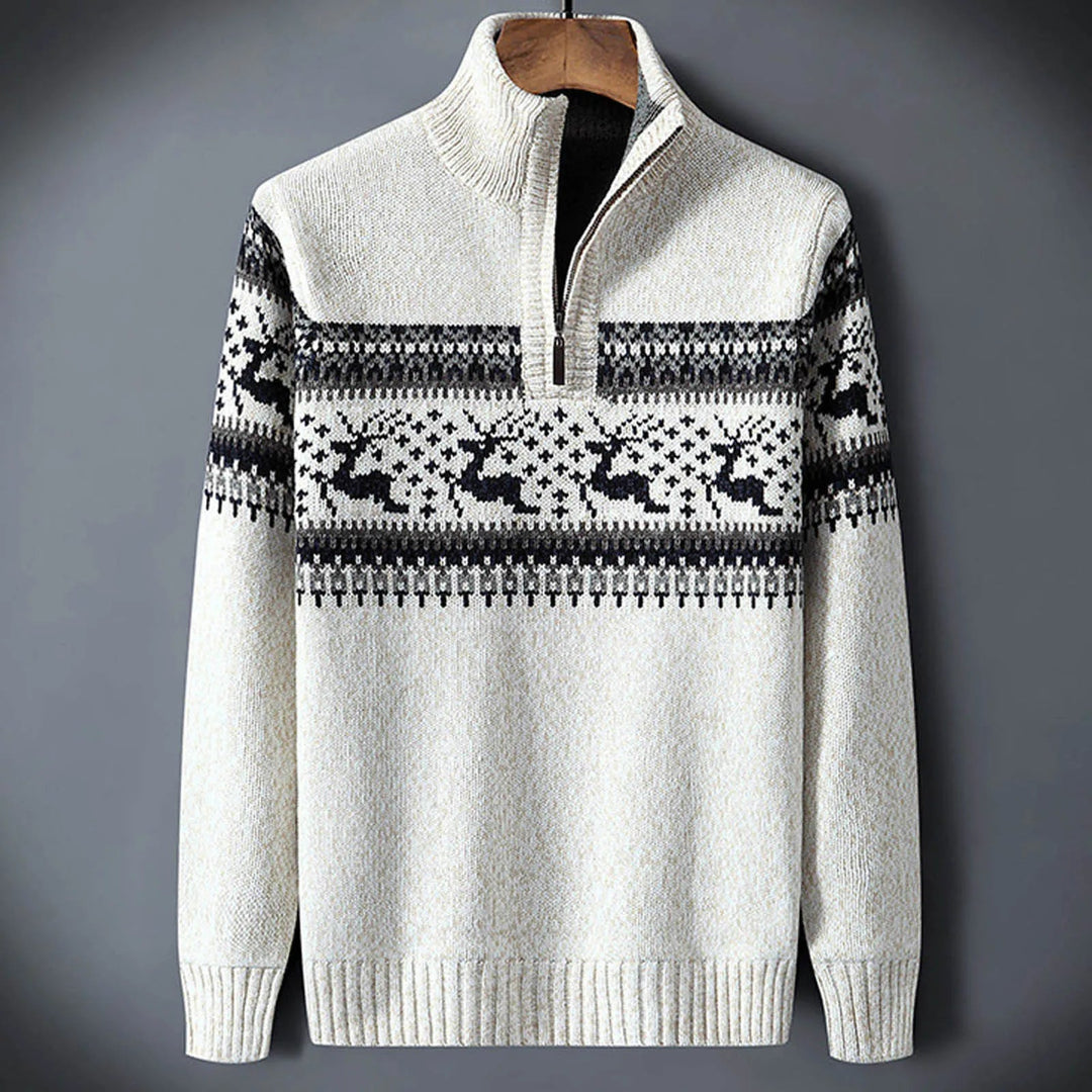 Patrick | Herren Norwegermuster Half-Zip Strickpullover