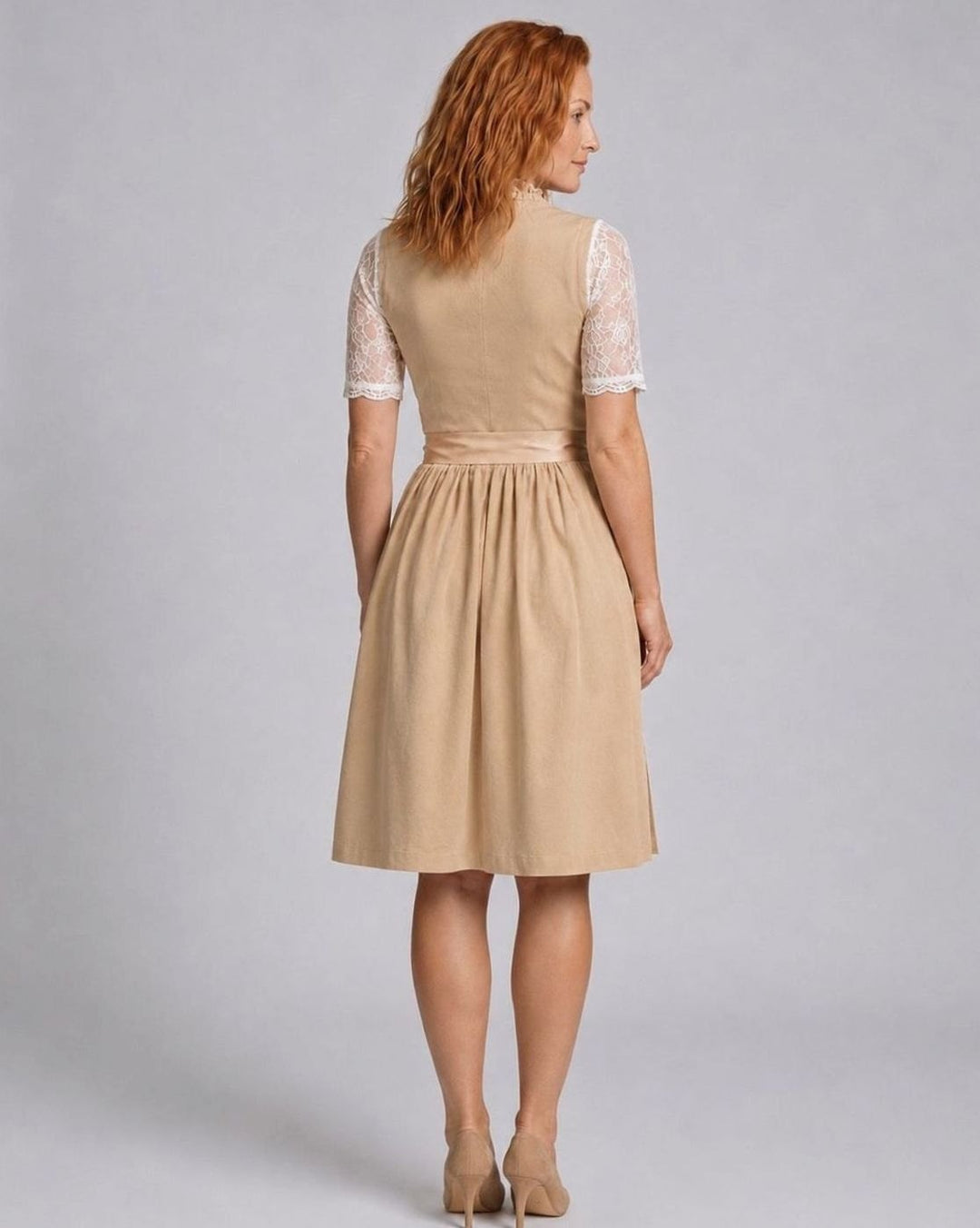 Rosa | Damen Oktoberfest Dirndlkleid Spitzenbluse floraler Spitzenrock