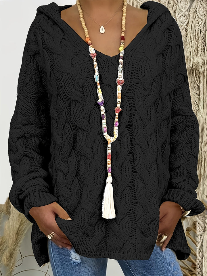 Selina | Pull en maille à torsades et à col en V pour femme