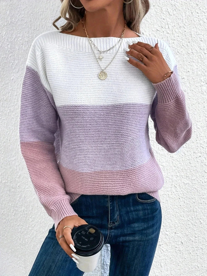 Selma | Damen Colorblock Strickpullover