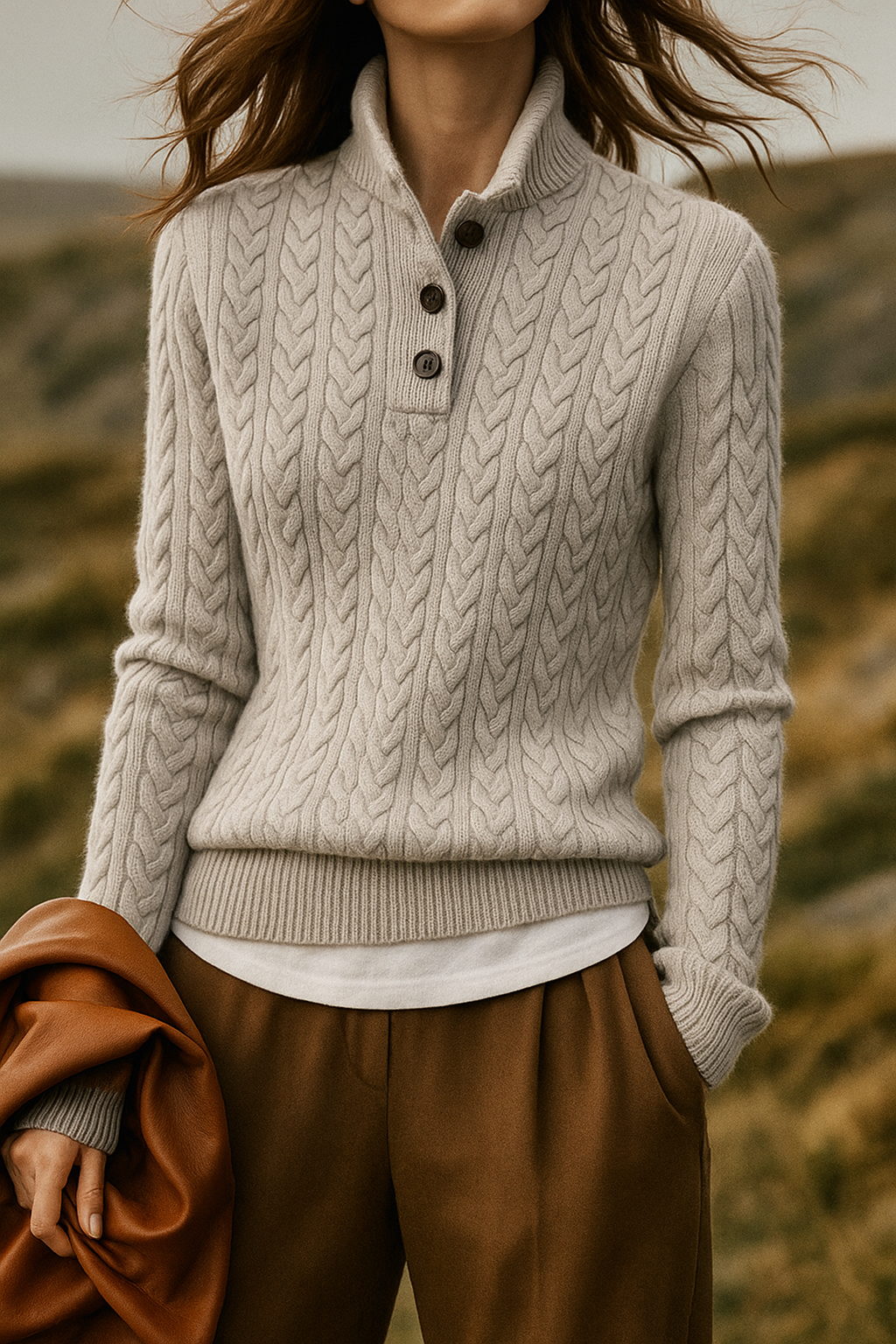 Sophie | Pull Troyer pour femme en maille torsadée