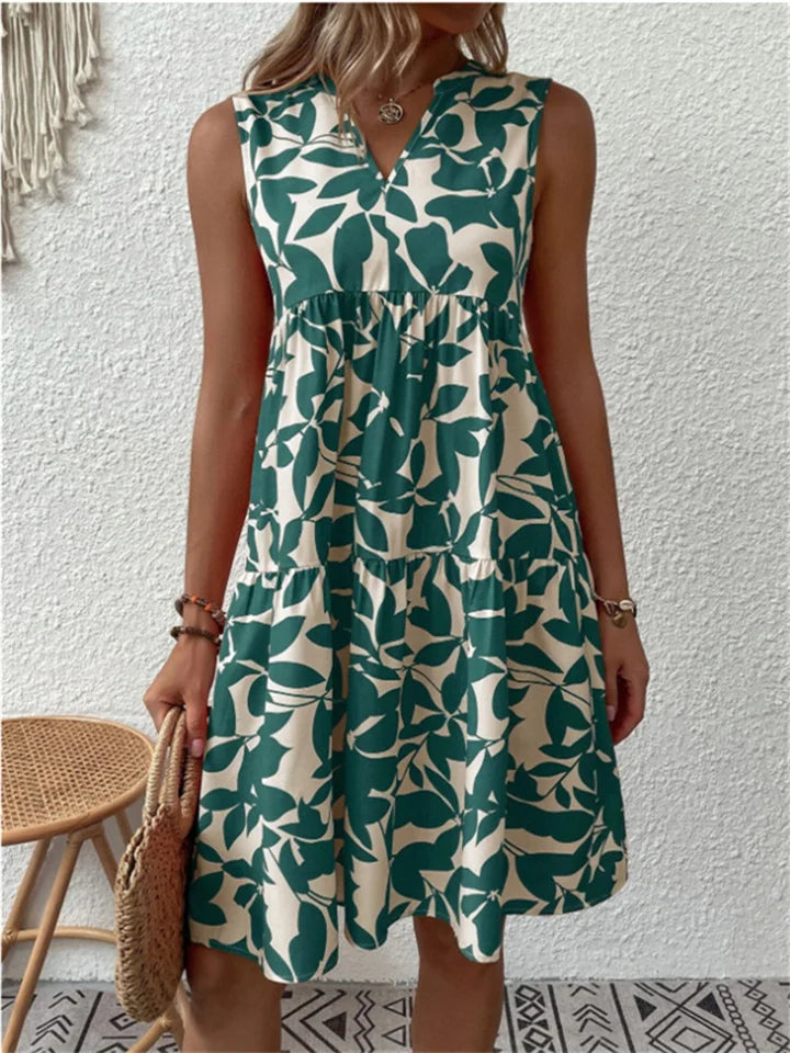 Tasha | Damen Ärmelloses Bedrucktes Stufenkleid