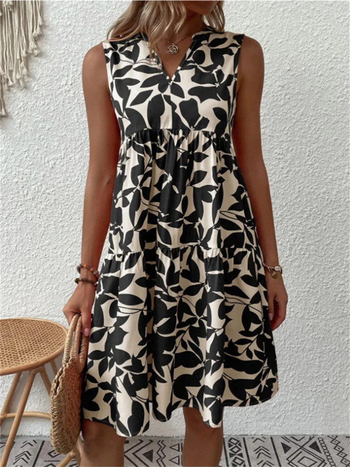 Tasha | Damen Ärmelloses Bedrucktes Stufenkleid
