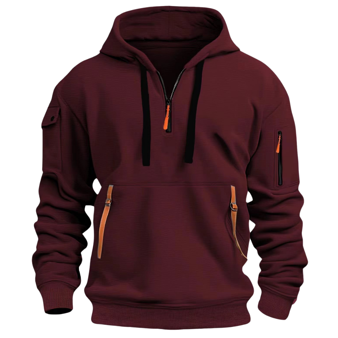 Tim | Sweat à capuche demi-zip pour homme avec fermeture éclair