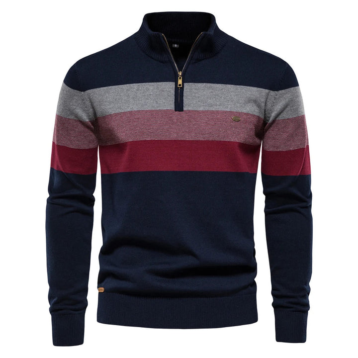 Timo | Herren Gestreifter Troyer Pullover