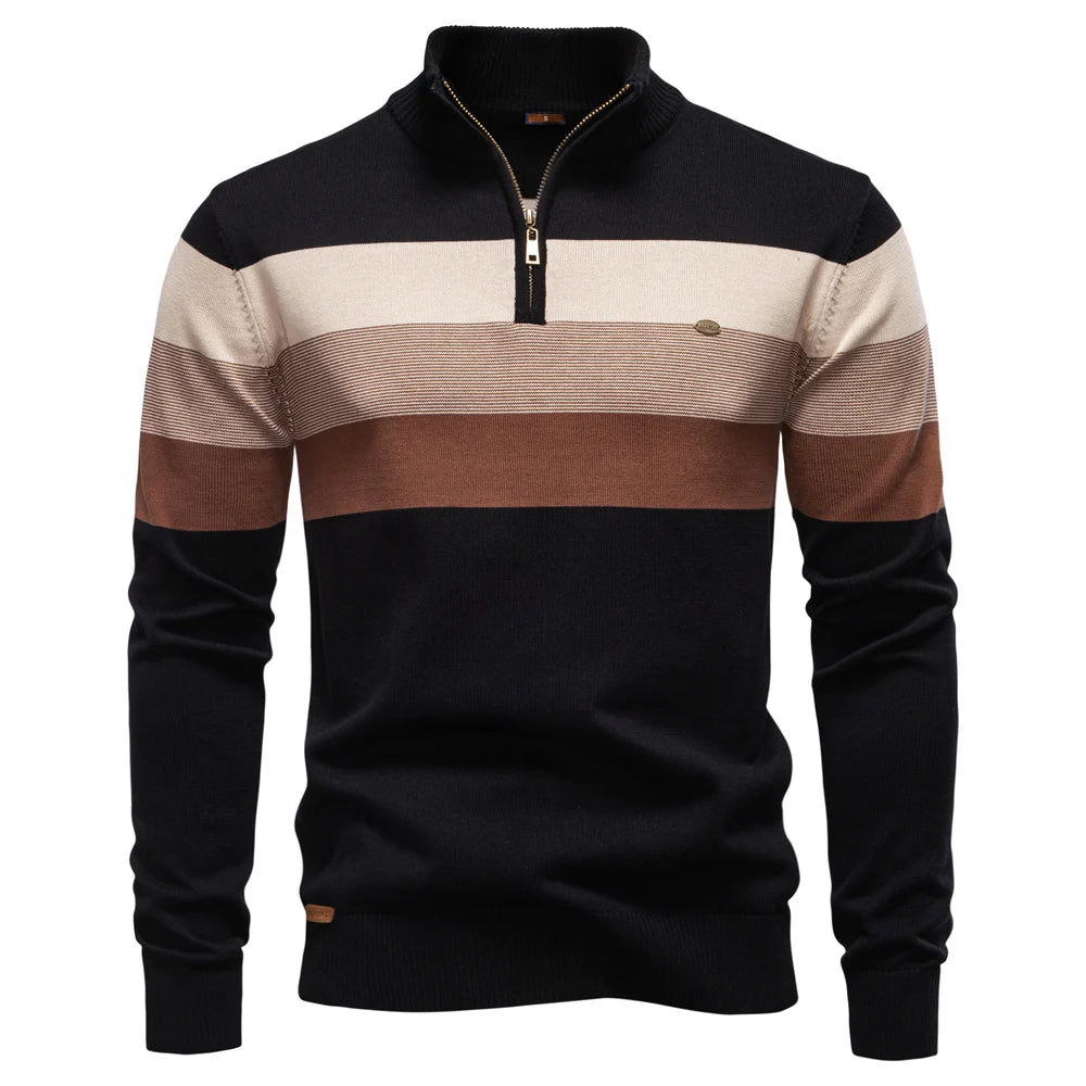Timo | Herren Gestreifter Troyer Pullover