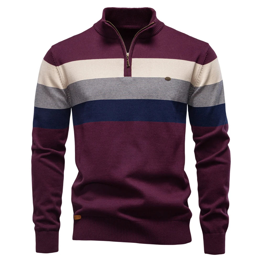 Timo | Herren Gestreifter Troyer Pullover