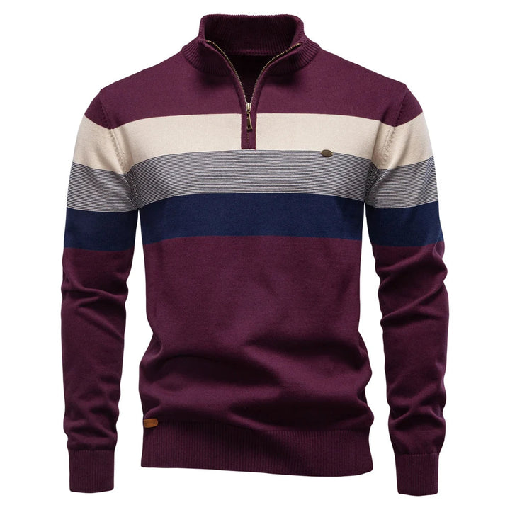 Timo | Herren Gestreifter Troyer Pullover