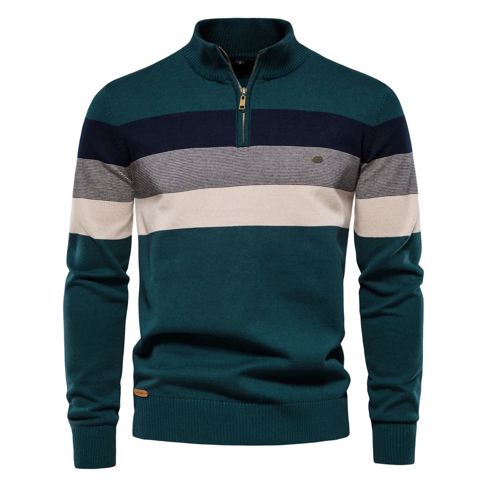 Timo | Herren Gestreifter Troyer Pullover