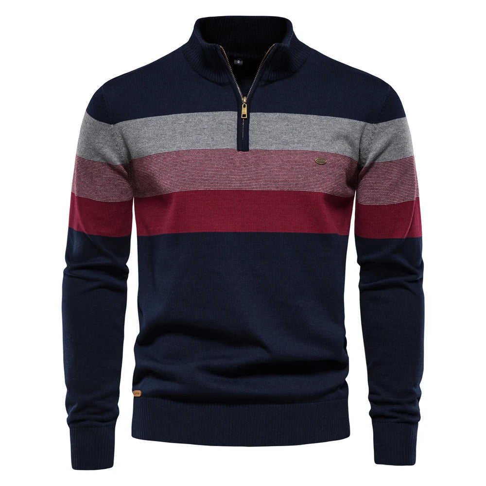 Timo | Herren Gestreifter Troyer Pullover
