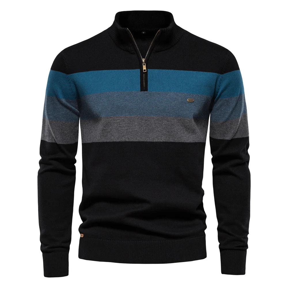 Timo | Herren Gestreifter Troyer Pullover
