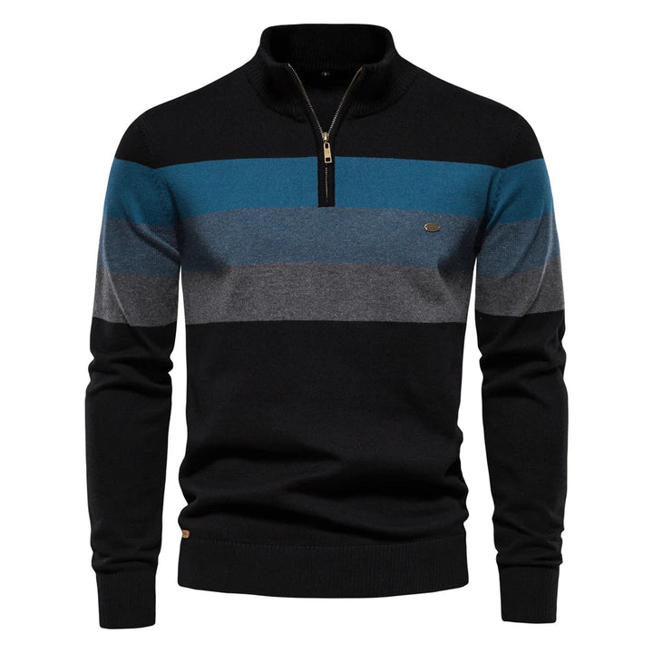 Timo | Herren Gestreifter Troyer Pullover