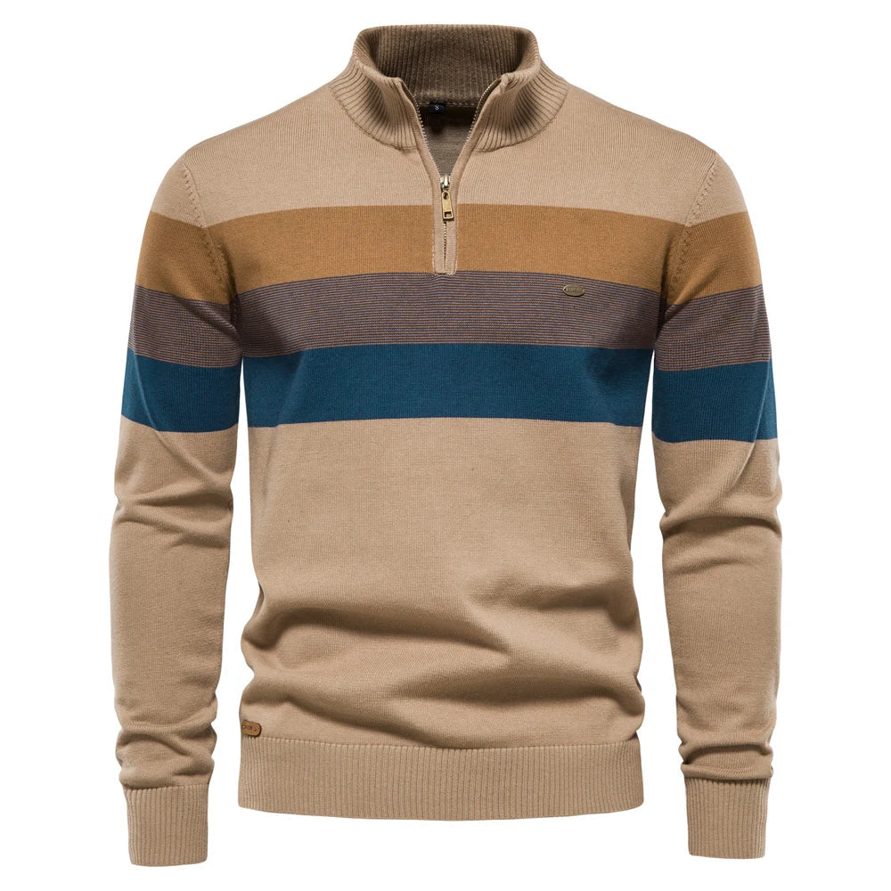 Timo | Herren Gestreifter Troyer Pullover