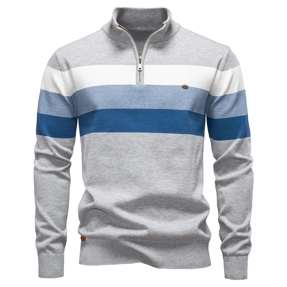 Timo | Herren Gestreifter Troyer Pullover